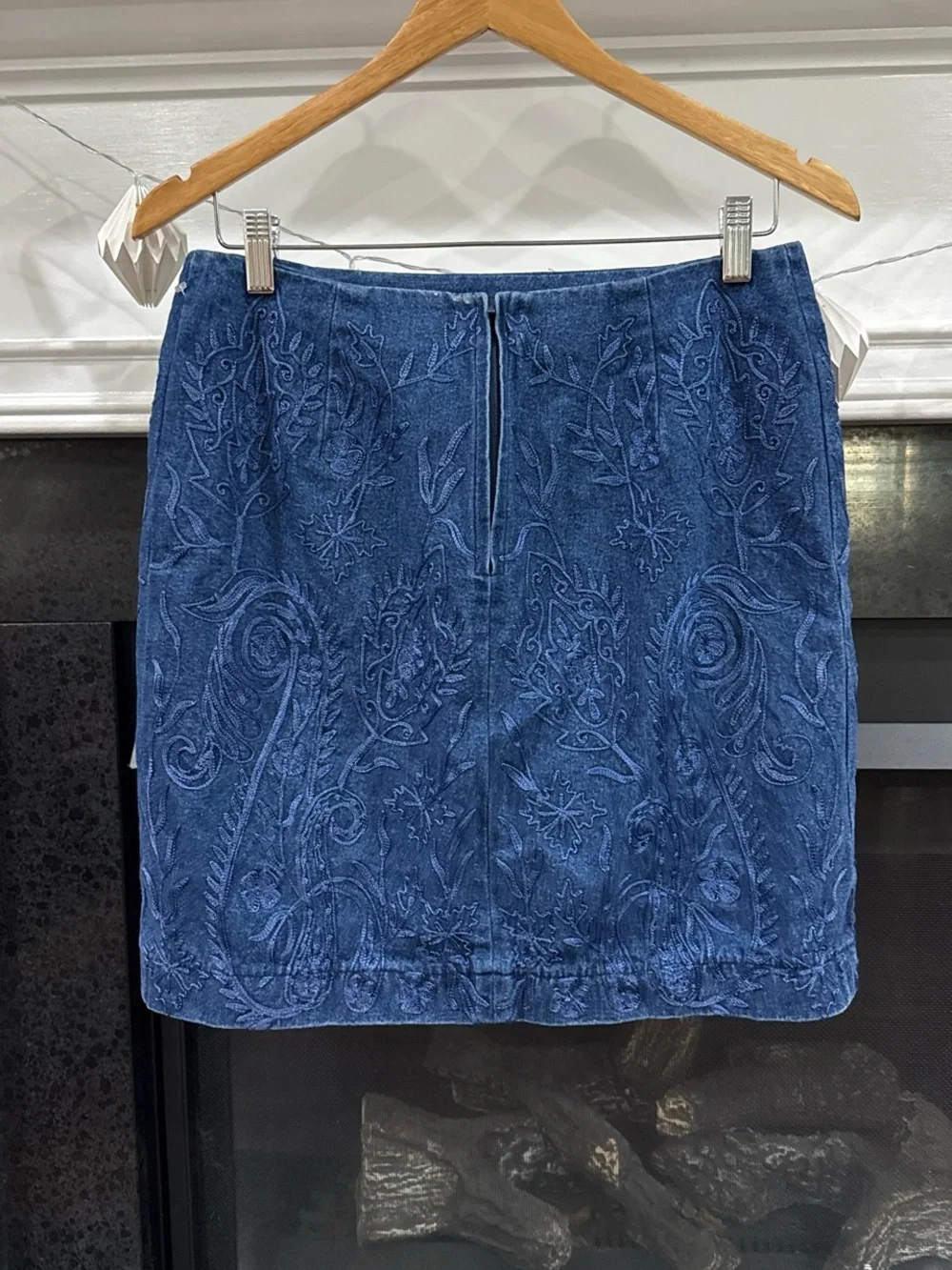 Luisa Spagnoli denim Mini Skirt embroidered quiet luxury preppy boho size 44